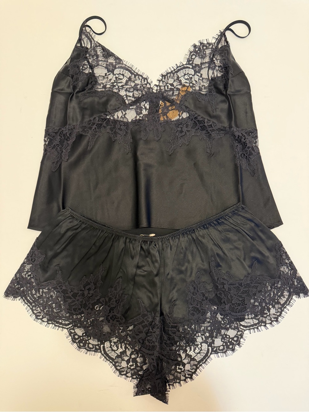 SKIMS Silk Lace Black Onyx Cami & Short Set Size Medium